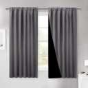NICETOWN 100% Blackout Curtains with Black Liners, Rod Pocket & Back Tab Thermal Insulated 2-Layer Drapes, Energy Efficiency Window Draperies for Bedroom (Grey, 2 Panels, 52 inches W by 63 inches L)