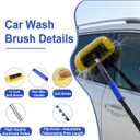 18FT Reach Car Wash Brush with Long Handle, 3 to 12 FT Car Cleaning Brush with Soft Bristle, Aluminium Telescoping Pole for Solar Panel, House Siding, SUV, Cars, Trucks, RV, Floors, Navy