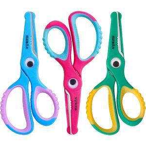 Kids Scissors 5.5 Inch,Blunt Tip Toddler Safety Scissors,3 Pack