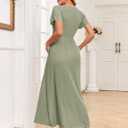 AISWI 2025 Women's Maternity Maxi Dress Long Sleeve Wrap V Neck Pregnancy Dresses with Pockets Baby Shower Photoshoot Formal (Green, S)