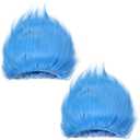 2 Pack Blue Fluffy Costume Wig - Funky Crazy Hair Hat Thing Costume Wig for Reading Week, Halloween, and Theme Parties