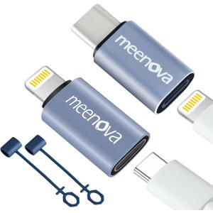 Lightning Female to USB-C Male Adapter (60W) & USB-C Female to Lightning Male Adaptor (30W) - Compatible with iPhone Charger, NOT for OTG & Audio
