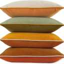 8-Colors Velvet Throw Pillow Covers 18x18 Inch Set of 4 Decorative Velour Pillowcases Modern Double-Colored Cushion Covers for Sofa Couch,Green/Yellow
