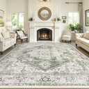 LIVEBOX Green 10x14 Area Rugs, Soft Extra Large Area Rug for Living Room Low Pile Non Slip Boho Rug, Non Shedding Indoor Carpet for Bedroom Dining Room Under Table (Medallion Sage)