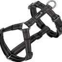 EXCELLENT ELITE SPANKER No Pull Dog Harness Reflective Nylon Vest L-Shaped Adjustable Easy Pet Harness for Small Medium Large Breeds Dogs Walking Training (Black, Large)
