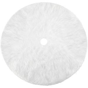 Konsait Plush Christmas Tree Skirt - Round Snow White Xmas Tree Mat Base Cover for Holiday Home Decorations,35Inch/90CM