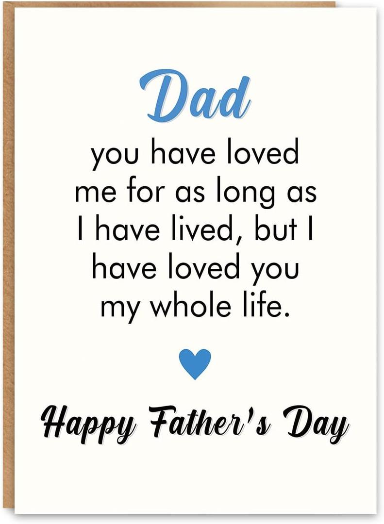 4 x Fathers Day Card for Dad, Fathers Day Gift from Daughter or Son, Printed Inside, with Kraft Envelope and Gold Seal Sticker