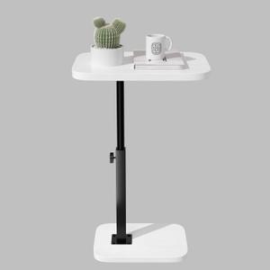 Adjustable Side Table TV Tray, C Shaped End Table, Small Bedside Table, Mid Century Modern Accent Nightstand for Living Room, Bedroom, Corners and Office (White)