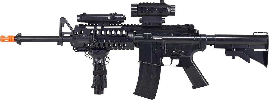 Fire Power SOFT AIR USA F4D AEG Electric Airsoft Rifle with Flashlight and Laser, Black, 200 FPS