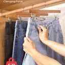 SMARTOR Natural Wooden Pants Hangers 20 Pack, Heavy Duty Skirt Hanger with 2-Adjustable Clips, Space Saving Shorts Hanger with 360Swivel Hook, Essential College Dorm Hangers for Jeans, Trousers