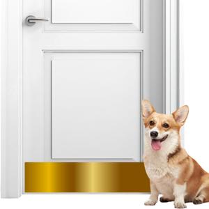 Panther Armor 8x34 Inch Gold Kick Plate, 1mm Thick Stainless Steel, Anti-Corrosive Metal for Dog Scratching, Door Protector, Durable Bottom Plate