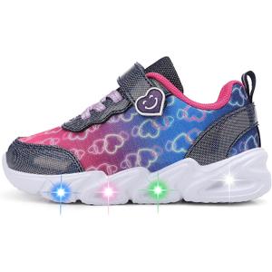 Light Up Shoes Toddler Girls Boys Breathable Mesh LED Flashing Walking Sneakers for Toddler and Little Kids (Pink)