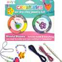 Ooly Creatibles Air Dry Clay Jewelry Kit for Kids, DIY Art Jewelry Making Kit with 6 Clay Colors, Beads, Shaping Tool, and Elastic Yarn, Non-Toxic Summer Crafts for Kids Ages 6 and Up