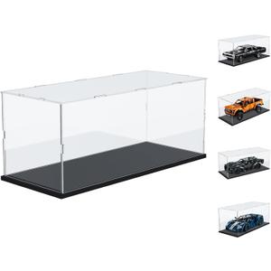 Choowin Acrylic Display Case for Lego Car Dodge Charger Batmobile Jazz Quartet - Thickened Clear Acrylic Display Box for Collectibles - Dustproof, Assemble, Black Base (19.7x7.9x7.9 inch / 50x20x20 cm)