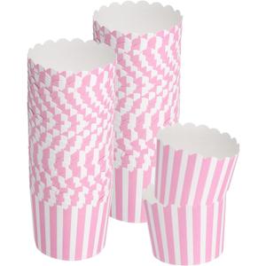 uxcell 50pcs Cupcake Wrappers for Wedding, Paper Baking Cups and Muffins Liners for Birthday Wedding Party Supplies (Pink and White)