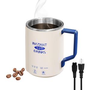 Self-Heating Coffee Mug(10.5 OZ), 4 Temperature Options, 6 Hours Smart Electric Thermal Mug, Keeps Liquids Warm or Boiling Water, Auto Stop, 300W Faster Heating