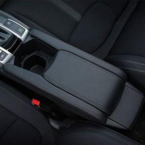 Rifoda for Honda Civic 10th Gen 20162020 Centre armrest Leather Cover Leather Decoration Wear Resistant and Scratch Resistant(Black Leather with Black line)