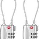 NAGE Luggage Locks TSA Approved, Small Padlock for Luggage, 3 Dial Combo TSA Locks Resettable, 5.5in Flexible TSA Cable Gun Locks, Anti Theft Backpack Lock, Suitcase Lock (2 Pack, Silver)
