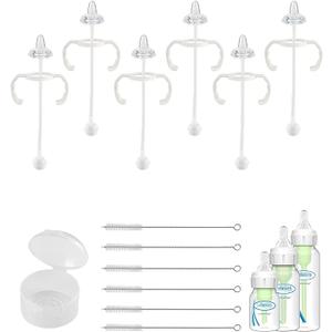 6Pack Sippy Straw Cup Conversion Kit for Dr Browns Narrow and Narrow Glass Baby Bottles, Weighted Sippy Replacement Kit with Soft Sippy Top and Handle,6m+