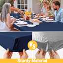 Rectangle Table Cloth, Waterproof Elastic Fitted Tablecloth for 4 Foot Folding Tables, Washable Polyester Tablecloths for Picnic, Camping, Outdoor (Navy Blue, 30"x48")