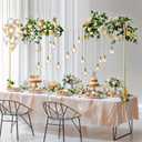 Over The Table Rod Stand with Clamps, Adjustable 29"-44" Tall 46"-98" Length, Table Arch Stand for Wedding Birthday Party Anniversary Halloween Christmas Decoration Supplies(Gold)
