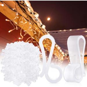 Namalu 200 Pcs Christmas Light Clips Gutter Clips for Hanging Outdoor Lights Plastic Weatherproof Gutter Hooks Hanging String Lamp Holder Mount to Shingles for Halloween Xmas Tree Decor (Clear)