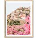 HesenDot Natural OAK Wood Amalfi Coast Framed Wall Art,12x16in Italy Beach Canvas Wall Print Wall Decor for Living Room,Bedroom,Office Gallery Set of 1