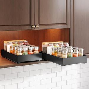 Pull Out Spice Rack Organizer for Cabinet, Slide Out Spice Racks Organizer, No Drill Easy to Install, 8"Wx10"Dx2"H