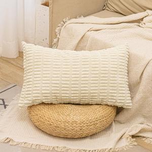 JoraLion Corduroy Lumbar Pillow Cover 12 x 24 inch, Neutral Beige Decorative Chic Cozy Throw Pillow Cover Soft Luxurious Pillow Case Home Decor for Sofa Bed Room Livingroom, ONLY 1 Cover