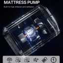 Portable Air Pump for Inflatables - Rechargeable Electric Air Mattress Pump with 1600 mAh Battery & Camping Light, 5 Nozzles for Vacuum Storage Bags, Swimming Rings, Pool Floats