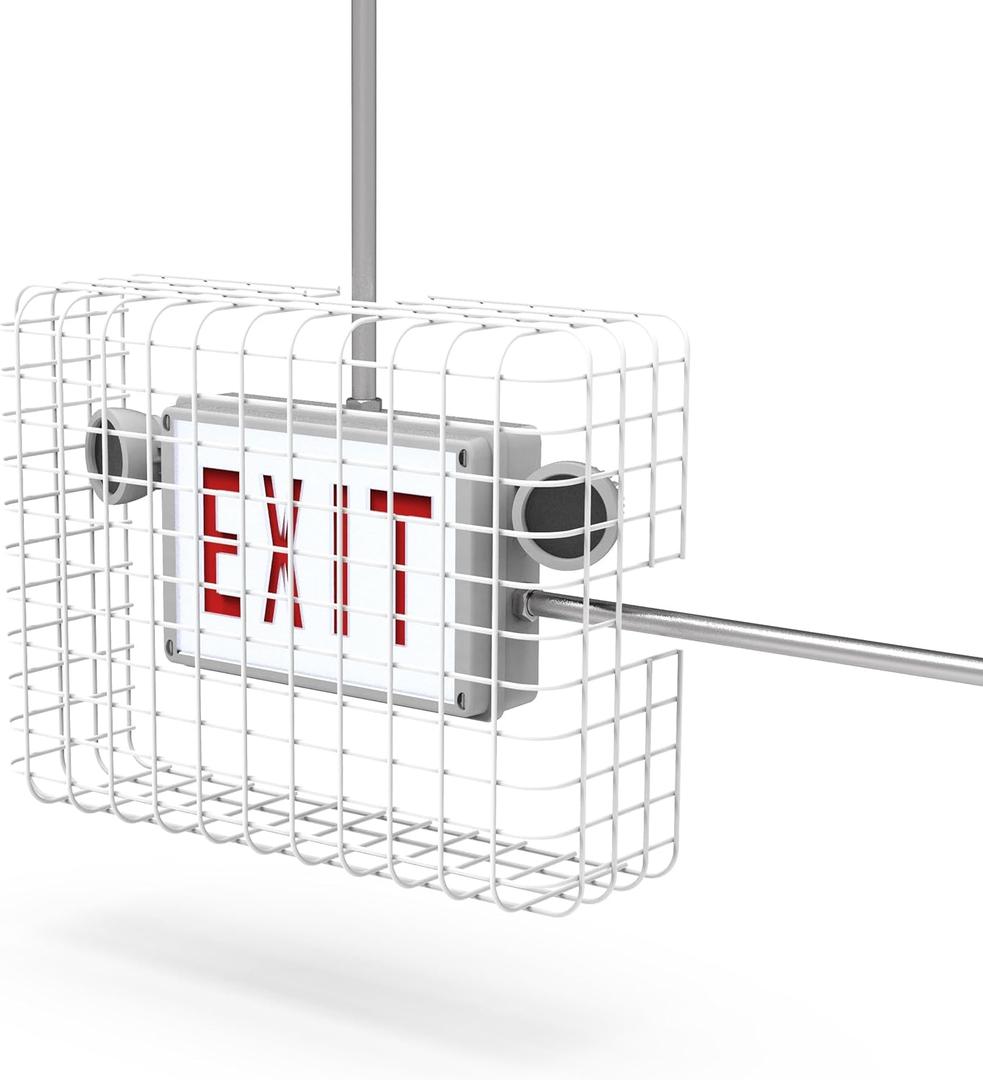 SC900-W1 Universal Mount, Exit Sign Damage Stopper Cage, Protective Polyester Cover Coated Steel Wire Guard, Surface and Conduit Compatible [NOW INCLUDES IMPROVED MOUNTING HARDWARE]