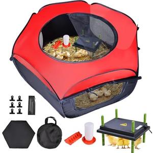 Tetuga Chicken Brooder Box for Chick Starter Kit - 10 * 12inch Brooder Heating Plate Chick Brooder Pen/Baby Chicken Brooder Box 4-in-1 Bundles with Chicken Feeder, Waterer (Brooder Set)