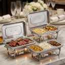Chafing Dishes for Buffet Party 9QT 4 PCS 7 Pans Multi-Size Catering Chafer
Chafing Dishes with Lids Fuel Holders,Food Warmers 2 x Full Size,2 x Half Size,3 x 1/3 Size for Parties, Events & Weddings