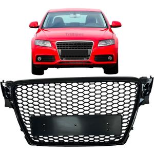 Front Bumper Grille for 2009-2012 Audi A4 B8 Replacement Front Radiator Grill, ABS Upper Hood Hollow Grille Part Car Radiator Guard for 2009 2010 2011 2012 Audi A4 B8