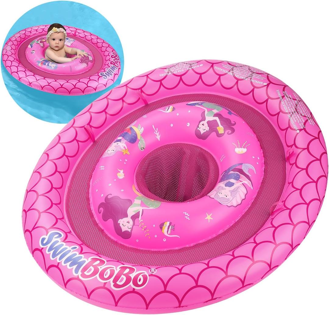 Inflatable Baby Swimming Float with Safety Seat Fun Swimming Pool Toys for Age 6-36 Months Toddler