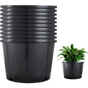 LiGuVCY Plant Pots Flower Pot 10-Pack 7 Gallon Planter Nursery Pot Garden Seedling Planters Containers Plastic Injection Molded Pots with Drainage Holes for Outdoor Indoor Plants Vegetables, Black