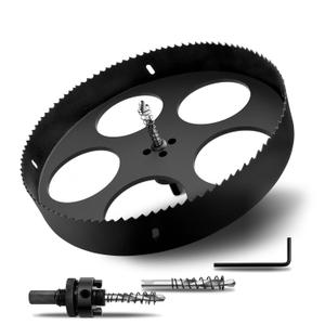 9.8" 250mm Hole Saws with Heavy Duty Arbor HSS Bi-Metal Hole Cutter Drill Bit for Wood Cornhole Boards Plastic Drywall Metal Fiberboard(Black)