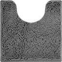 Reyox Chenille Bath Mat, Toilet Rugs U Shaped, Soft Plush Bath Bathroom Rug, Absorbent Shaggy Bathroom Contour Rug Dark Grey 19.7"x15.7"