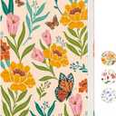 2 x Lined Journal Notebook for Women, A5 Hardcover Leather Journaling Notebooks for Writing, 200 Pages Travel Journal, College Ruled Notebook for Work School, Note Taking 5.75'' X 8.38'' Yellow Floral