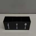 Suzile Acrylic Cutlery Storage Organizer Bin Silverware Caddy Countertop Knife Spoon and Fork Holder Kitchen 3 Section Tableware Storage Box for Cabinet Indoor Home Flatware Dining Room (Black,M)