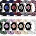 Compatible with Samsung Galaxy Watch 7/6/5/4/Active 2/FE Bands - 40mm/44mm, 20mm Quick Release Scrunchie Strap - Stretchy Cute Elastic Fabric Bands (10-Pack) Women