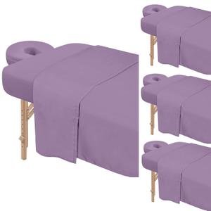 4 Sets Premium Microfiber Massage Table Sheets Set 3 Piece Set Includes Massage Table Cover Fitted Sheet and Fitted Face Rest Cover, Purple