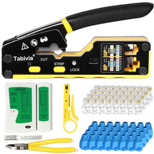 RJ45 Crimp Tool Pass Through Ethernet Crimping Tool Kit Cat6 Cat5e Cat6a RJ45 Crimper