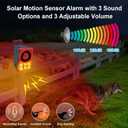 ChunHee Solar Outdoor Motion Sensor Alarm with Dog Barking Gunshot Sound, Support Recording and Adjustable Volume, 130db Loud Noise Maker 3 Work Modes Strobe Light for Home, Villa, Farm, Barn (2pack)