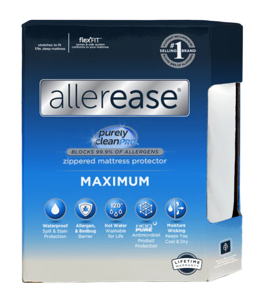 AllerEase Waterproof Mattress Protector, Maximum Allergy Mattress Protector, Queen Mattress Cover AllerEase Waterproof Mattress Protector, Maximum Allergy Mattress Protector, Queen Mattress Cover