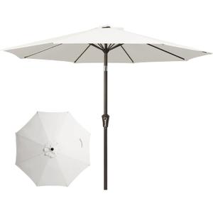 JEAREY 10FT Patio Umbrellas Outdoor Table Umbrella with Push Button Tilt and Crank, Market Umbrella 8 Sturdy Ribs UV Protection Waterproof for Pool, Garden (White)