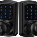 Keyless Entry Door Lock with Code, Keypad Door Lock with Handle, Touchscreen Door Knob with Keypad, Electronic for Front Door Garage Bedroom Home, Auto-Lock, Matte Black, Pack of 2