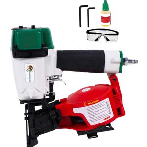 BHTOP Mexican CN45N Roofing Nailer, 15 Degree Roofing Nail Gun, 3/4-Inch to 1-3/4-Inch Coil Nails, 120-pcs Load Capacity Coil Naile (Green/Red
