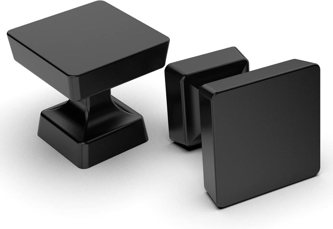 Amerdeco 10 Pack Matte Black Cabinet Knobs 1.2 Inch(30mm) Single Hole Cabinet Handles Dresser Knobs Drawer Knobs and Pulls for Bathroom Cabinets ZH0008