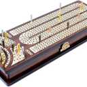 House of Cribbage - Continuous Cribbage Board/Box Inlaid in Rosewood/Maple : 4 Track - Side Drawers with Score Marking Fields for Skunks, Corners and Won Games